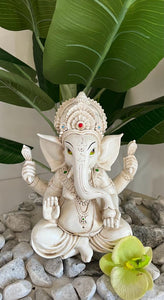 Blessing Ganesha (Ivory with Red/Green/Blue)24cm