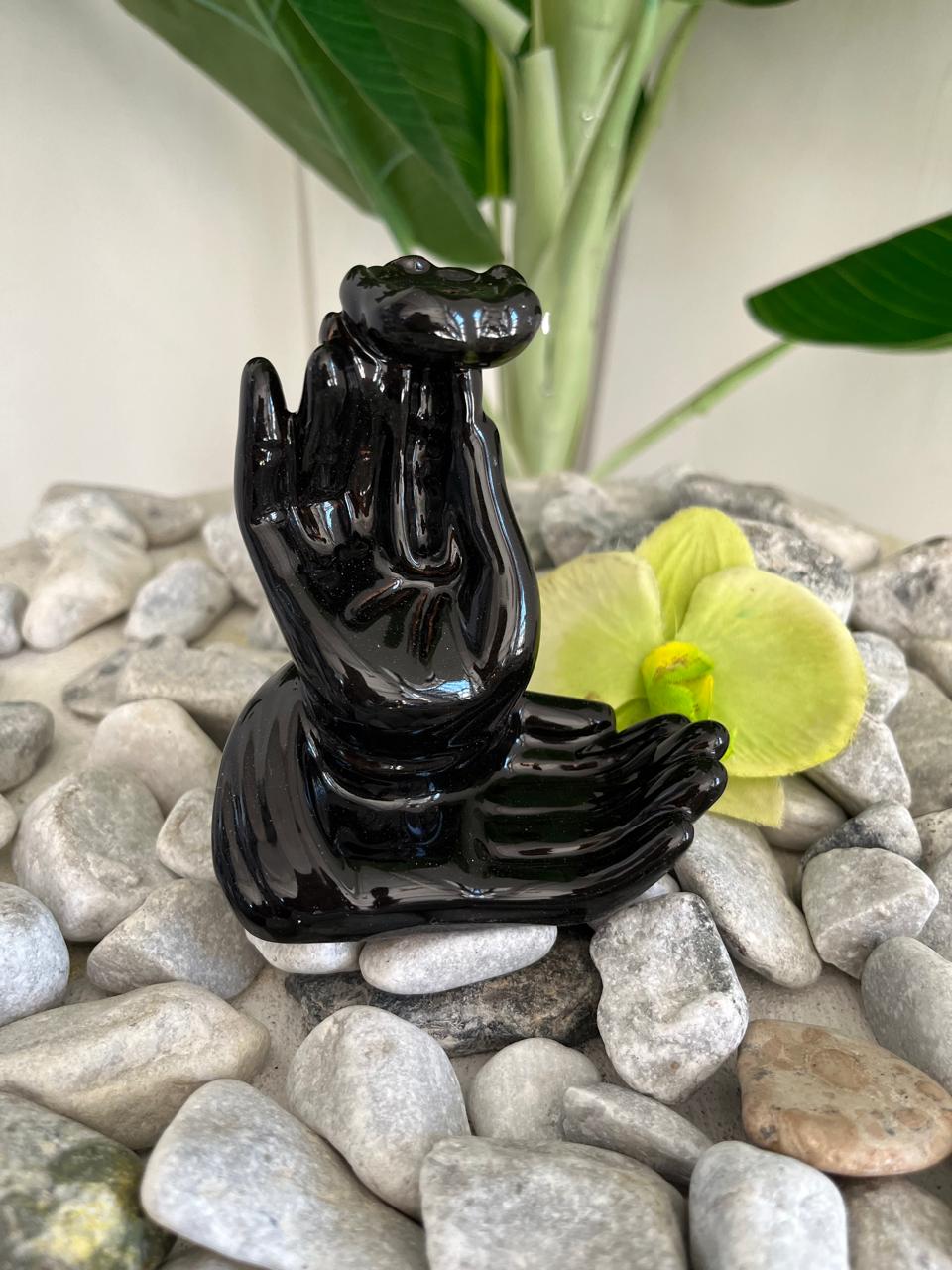 Ceramic Incense Burner two hands holding lotus