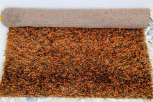 Load image into Gallery viewer, 4.8 X 6.8 FEET THIN BROWN THICK ORANGE THREAD (hand made India)