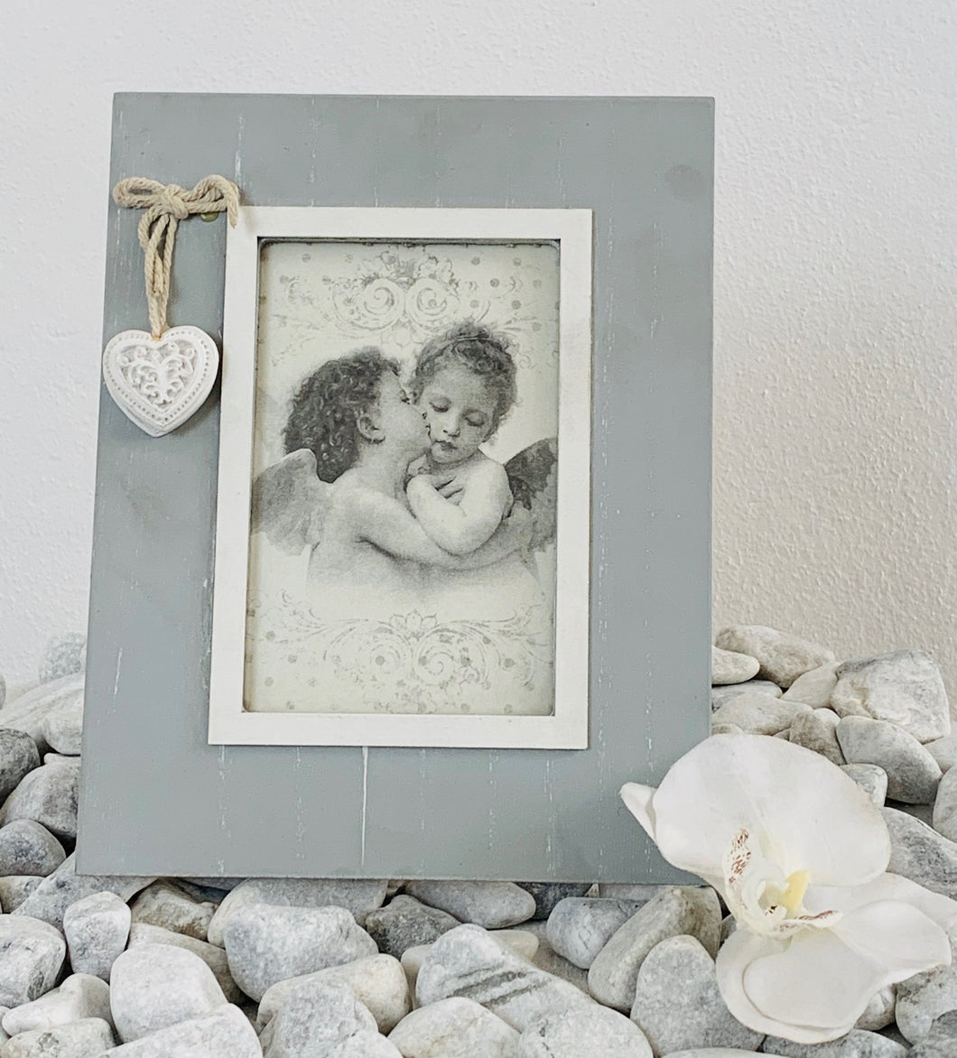 Photo Frame Grey with 2 hearts