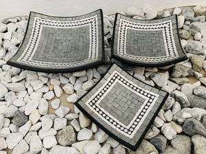 SQUARE PLATE SET OF 3 - SILVER
