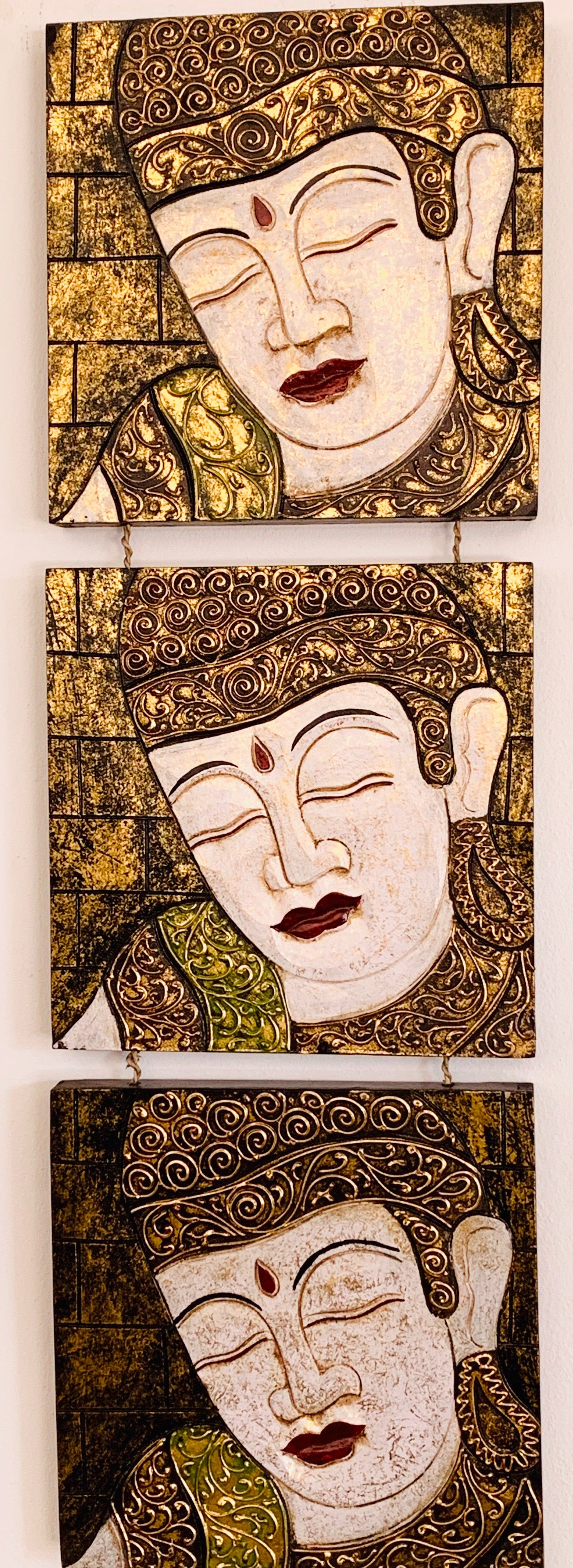 PANEL SET 3 WOODEN BUDDHA FRAMES