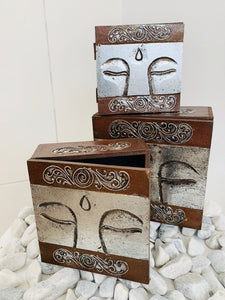 HANDMADE SET OF 3 BOXES- SILVER BUDDHA EYES 3 SIZES