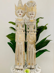 BALINESE RAM AND SITA COUPLE WOODEN CARVING FULL FIGURE - PAIR