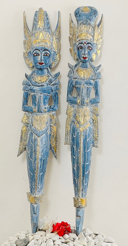 BALINESE RAM AND SITA COUPLE WOODEN CARVING MERMAID FIGURE- PAIR