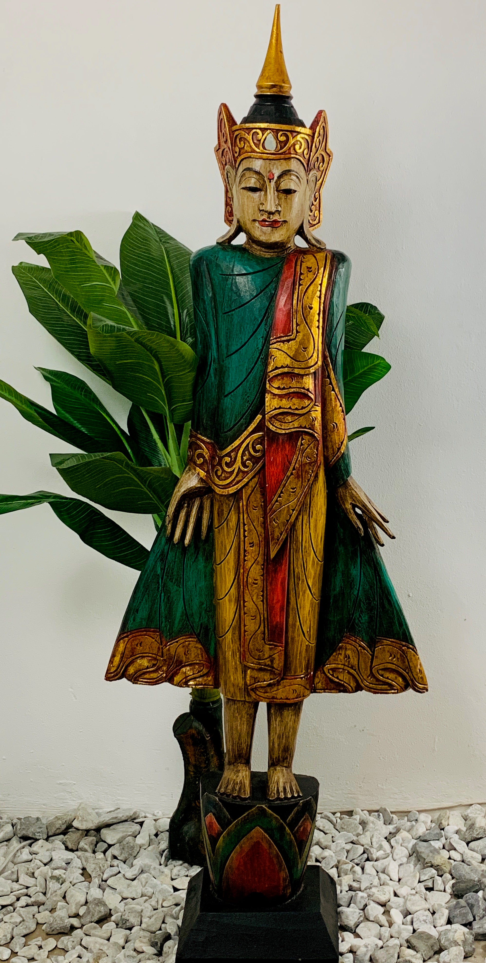 STANDING WOODEN KOPENG BUDDHA 175CM X 60CM