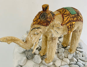 WOODEN CARVED THAI ELEPHANT STATUE
