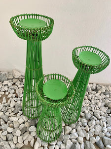 CANDLE HOLDER IN GREEN, SET OF 3 ( 40,50,60CM)