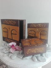 Load image into Gallery viewer, HANDMADE SET OF 3 BOXES- GOLD BUDDHA EYES 3 SIZES