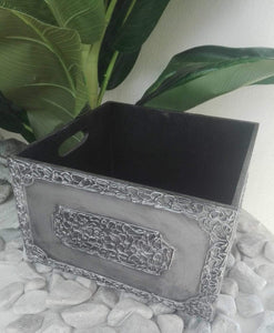 WOODEN CARVED BOX SQUARE WITH HANDLE