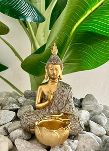Thai Buddha with Lotus Candleholder (15cm)